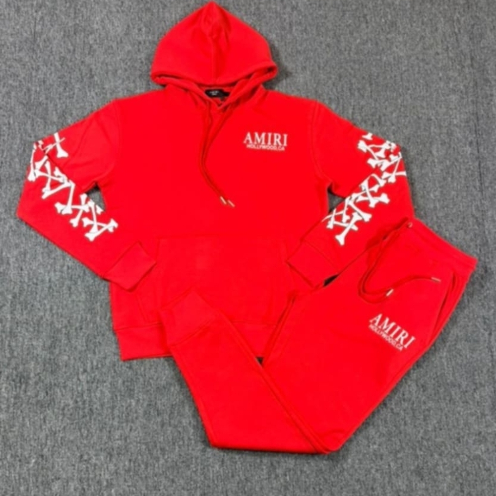AMIRI Vibrant Red Tracksuit with White Accents